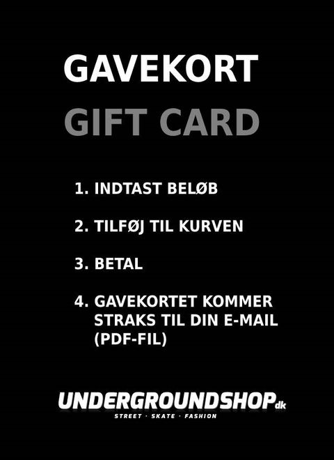 Køb et gavekort hos undergroundshop.dk